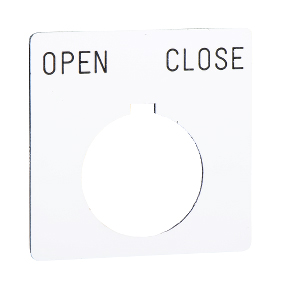 Schneider Electric 9001 Legend plate; "OPEN-CLOSE"; plastic; 2-1/4" square; white w/ black letters